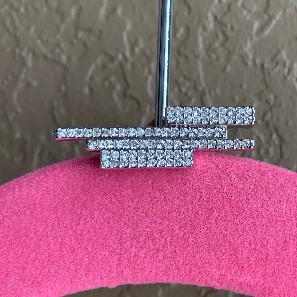 Silver Crystal Bar Cocktail Ring